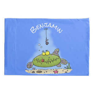 Funda De Cojín Personalizado de pescadores de peces gordos y hamb