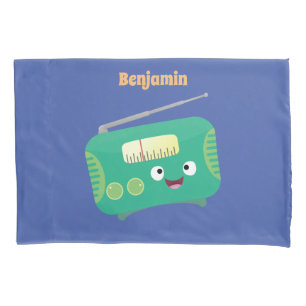 Funda De Cojín Personalizado de radio retro alegre y gracioso