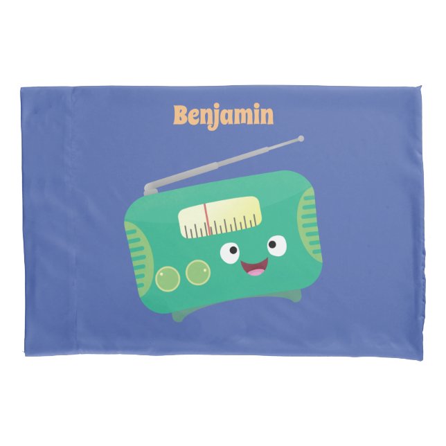 Funda De Cojín Personalizado de radio retro alegre y gracioso (Anverso)