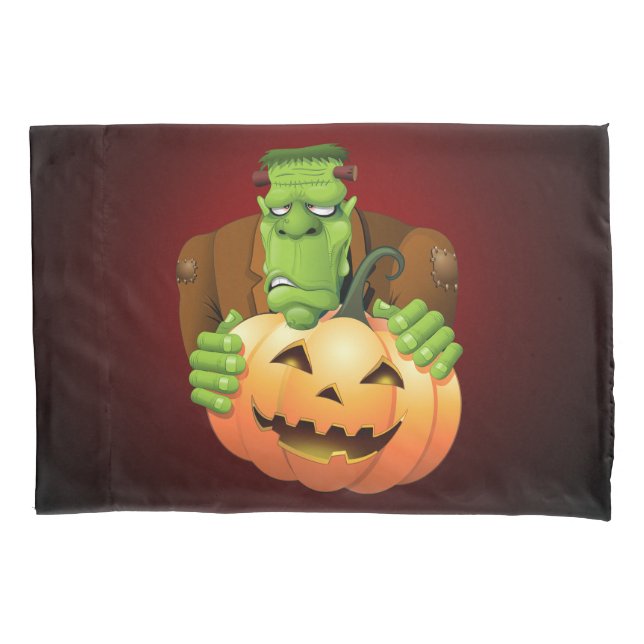 Funda De Cojín Personalizado Frankenstein con Calabaza (Anverso)