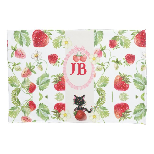 Funda De Cojín Personalizado Fresa Monogramada Bebé (Anverso)