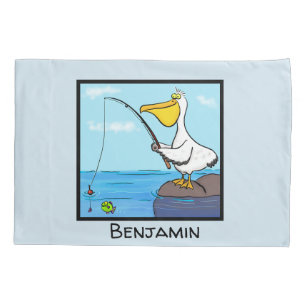 Funda De Cojín Personalizado pelícano de pesca divertida