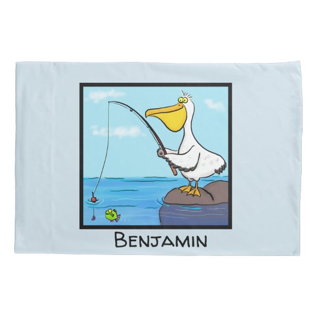 Funda De Cojín Personalizado pelícano de pesca divertida (Reverso)