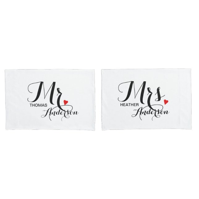 Funda De Cojín Personalizado Sr. y Sra. Boda Parejas (Anverso - Set)