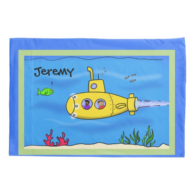 Funda De Cojín Personalizado submarino feliz (Reverso)