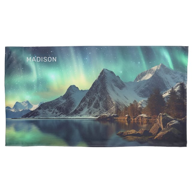 Funda De Cojín Personalizado Texto Aurora Borealis (Anverso)
