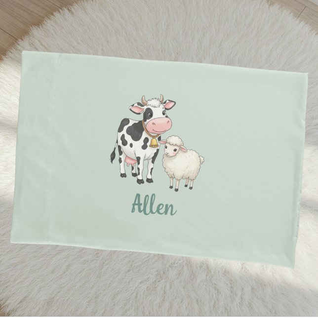 Funda De Cojín Personalized Baby Pillow Cover with Cute Cow  (Subido por el creador)