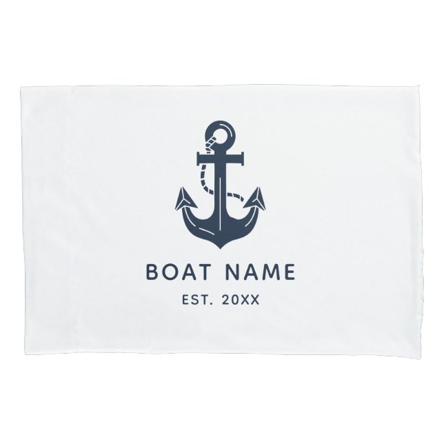 Funda De Cojín Personalized Nautical Anchor Boat Name (Anverso)