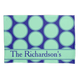 Funda De Cojín Personalized Navy Mint Polka Dot Pattern Modern 