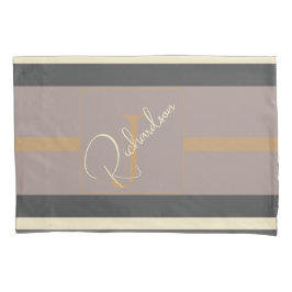 Funda De Cojín Personalized Taupe Gold Stripe Modern Neutral Chic