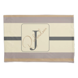 Funda De Cojín Personalized Taupe Gold Stripe Modern Neutral Chic