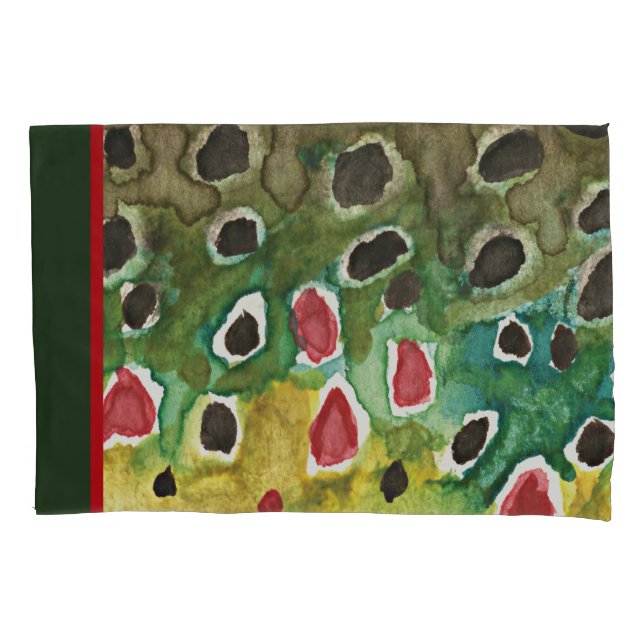 Funda De Cojín Pesca de trucha marrón, decoración (Anverso)