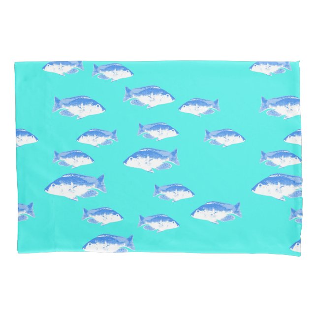 Funda De Cojín Pescado azul en turquesa (Anverso)