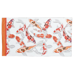 Funda De Cojín Pescado de koi blanco y naranja
