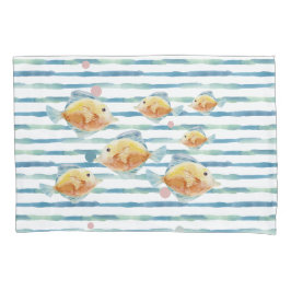 FUNDA DE COJÍN PESCADO TROPICAL COSTERO DE AGUA BRILLANTE, PLAYA