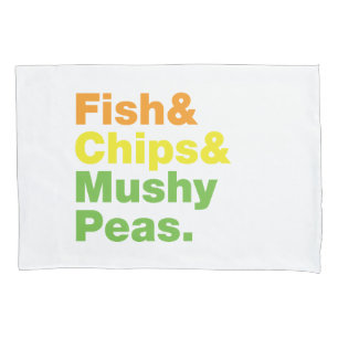 Funda De Cojín Pescados y chuletas y guisantes.