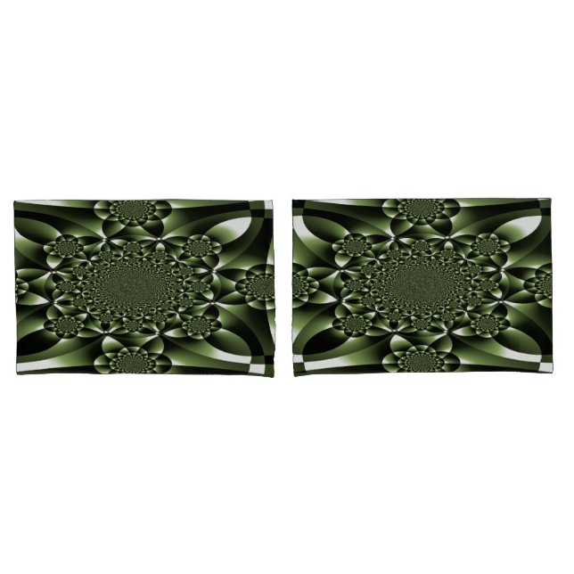Funda De Cojín Pétalos de Hoja de Bosque Verde Blanco (Anverso - Set)