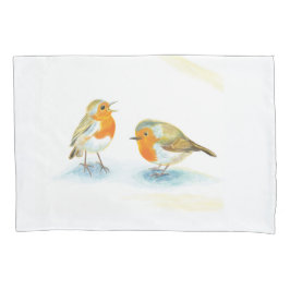 Funda De Cojín Petirrojos Rojos en Invierno 