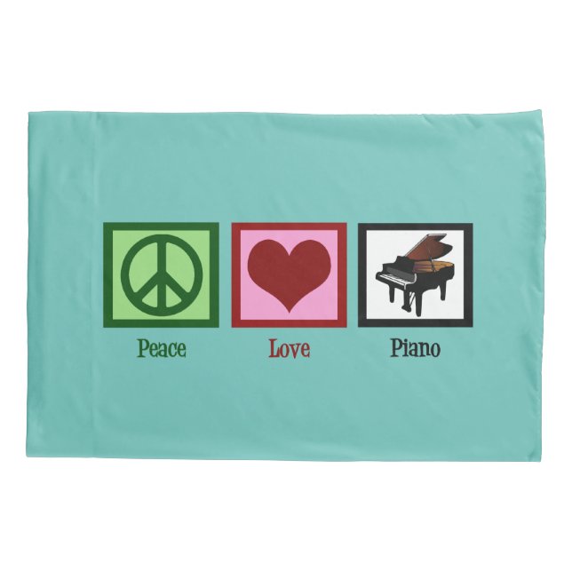 Funda De Cojín Piano del amor de la paz (Reverso)