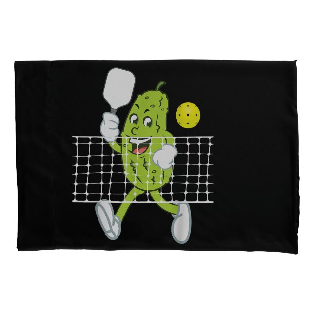 Funda De Cojín Pickle Jugando Pickleball - Divertido Paddle (Anverso)