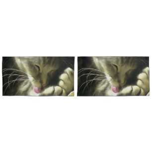 Funda De Cojín Piel Y Puro Suave Y Suave De Un Gato Gris