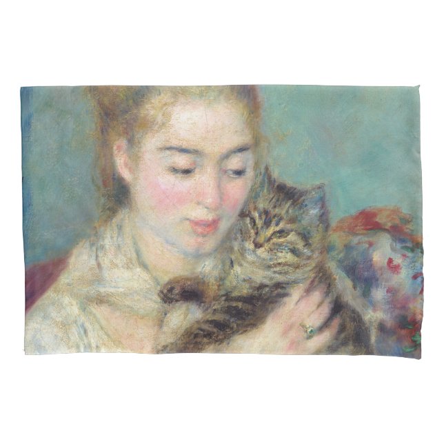 Funda De Cojín Pierre-Auguste Renoir - Mujer con un gato (Anverso)