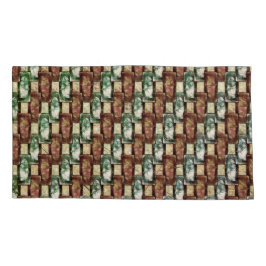 Funda De Cojín Piezas rectangulares de color verde marrón tallado