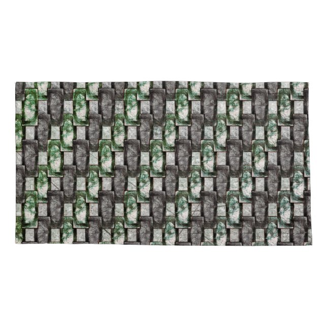 Funda De Cojín Piezas rectangulares talladas y manchadas, verde g (Reverso-Izquierdo)