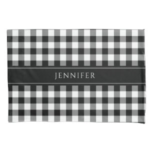 Funda De Cojín Pil Nombre del patrón de granjas de Gingham en bla