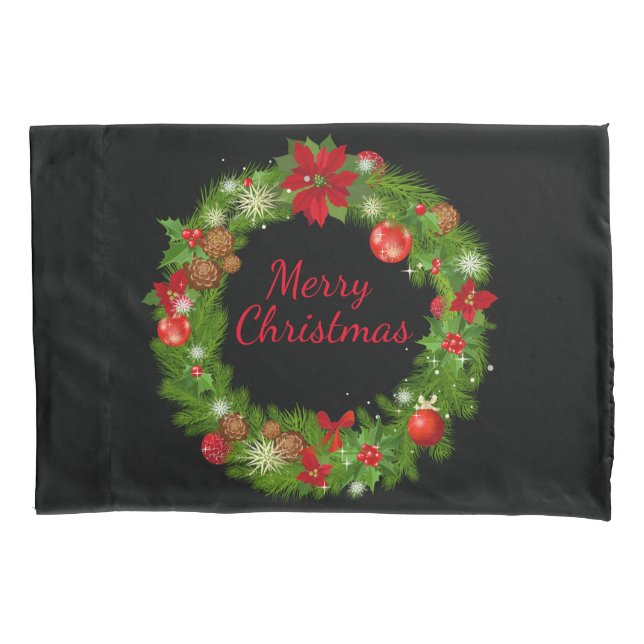 Funda De Cojín Pila de Wreath de vacaciones (Anverso)