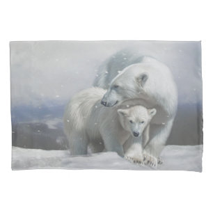 Funda De Cojín Pilar de la familia del oso polar