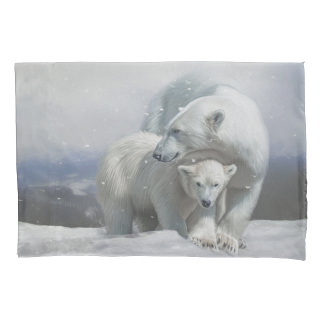 Funda De Cojín Pilar de la familia del oso polar (Anverso)