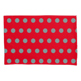 Funda De Cojín Pilar reversible del punto de polka (rojo y agua)