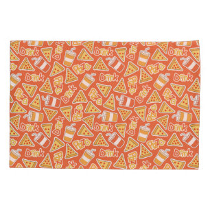 Funda De Cojín Pilas de almohada de patrón de pizza y bebida