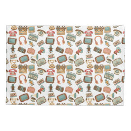 Funda De Cojín Pilas de patrón de medios retro