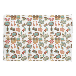 Funda De Cojín Pilas de patrón de medios retro