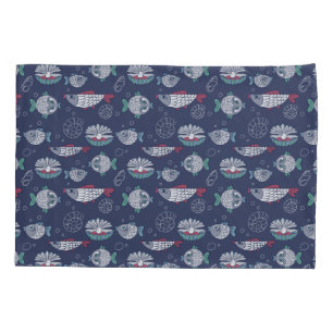 Funda De Cojín Pilas de patrón de pescado curado