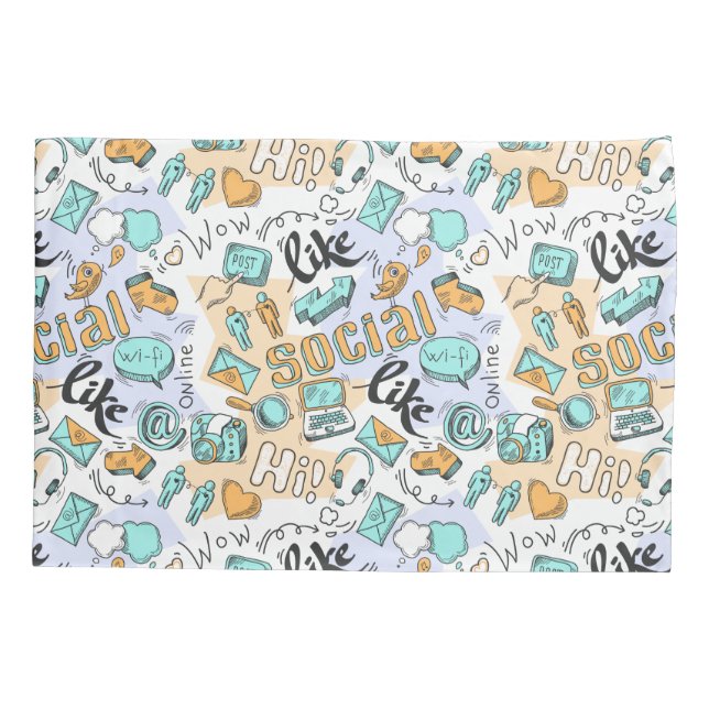 Funda De Cojín Piletas de patrones de medios sociales (Reverso)