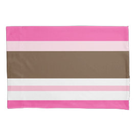 Funda De Cojín Pillow Case Brown & Pink Stripe