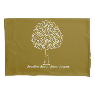 Funda De Cojín Pillow del árbol sereno - 'Respira profundo, duerm