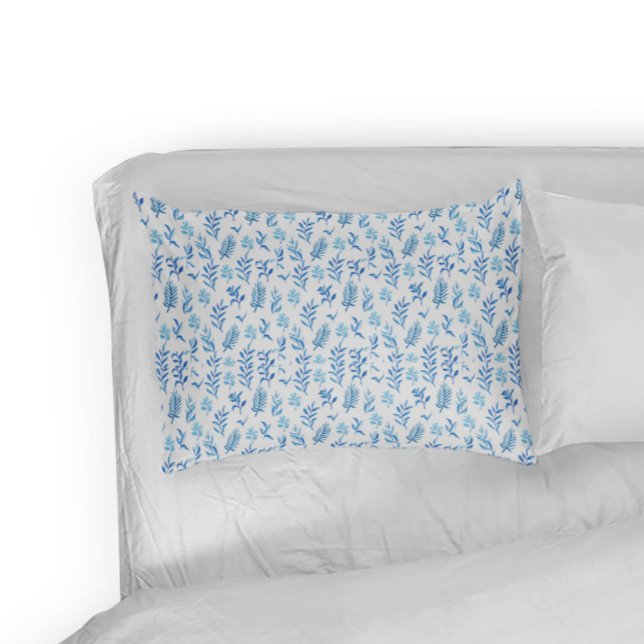 Funda De Cojín Pillowcase blue watercolor leaves (Subido por el creador)