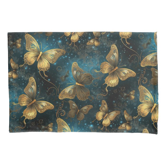 Funda De Cojín Pillowcase de las mariposas doradas (Anverso)