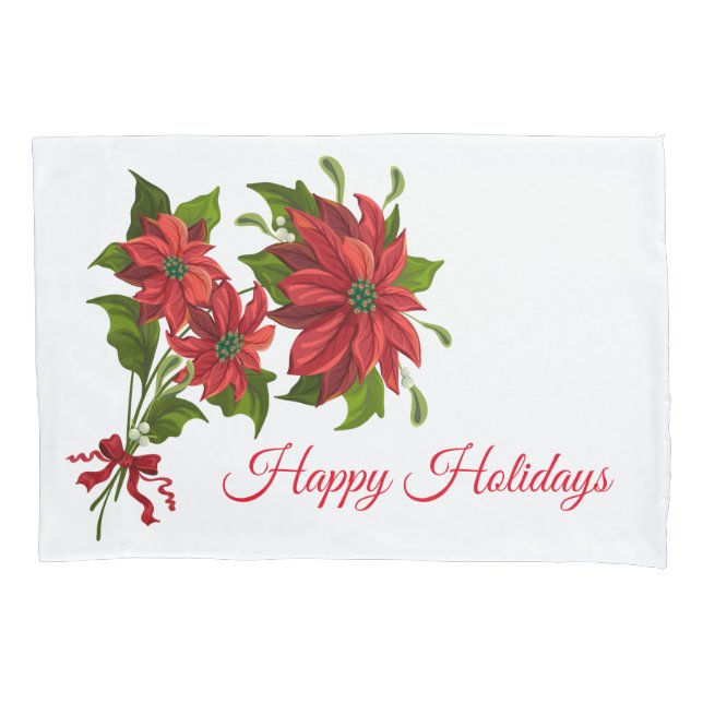 Funda De Cojín Pillowcase de Poinsettia (Anverso)