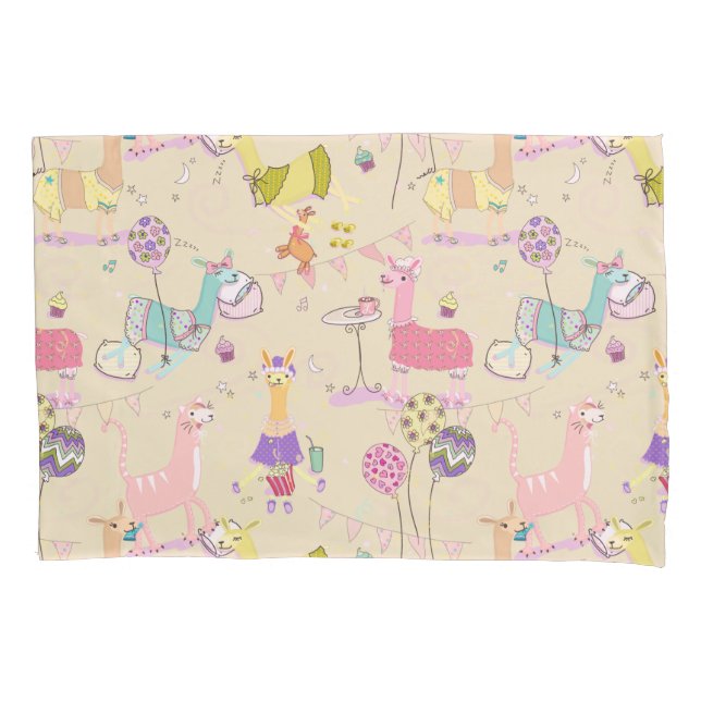 Funda De Cojín Pillowcase Fiesta Llama Pajama (Anverso)