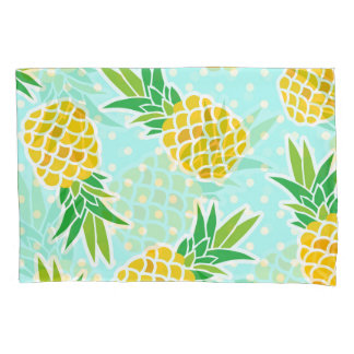 Funda De Cojín Piñas Exóticas: Polka Azul-Dot Diversión.