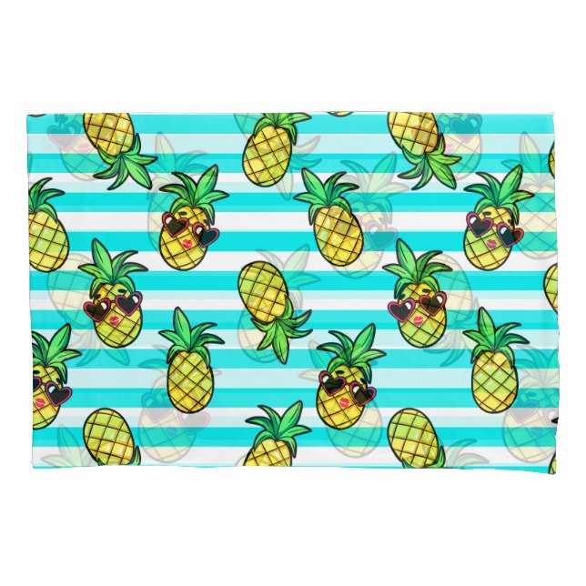 Funda De Cojín Piñas Tropicales: Patrón Retro de Gafas de Sol. (Anverso)