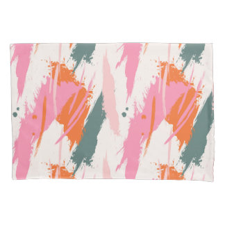 Funda De Cojín Pinceladas de contraste rosa verde rojo 