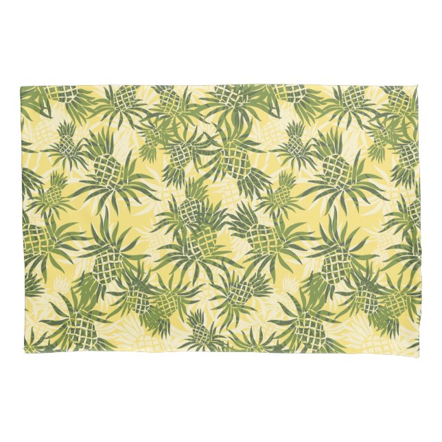 Funda De Cojín Pineapple Camo Tropical Hawaiano - Oliva Amarilla (Anverso)