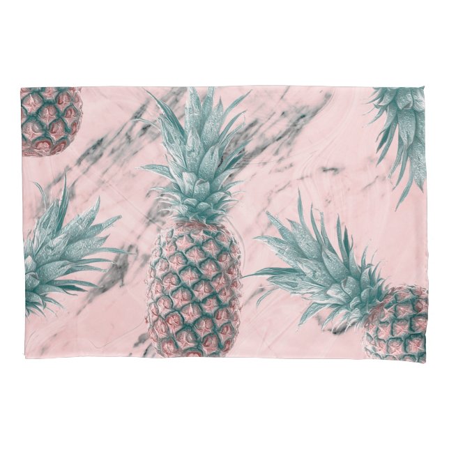 Funda De Cojín Pineapple & Pink Marble Swirl Moda tropical modern (Anverso)