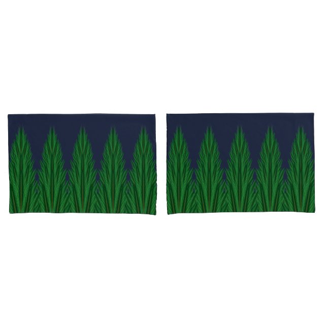 Funda De Cojín Pines Mirrados Almohadillas Medianoche Estándar (Anverso - Set)